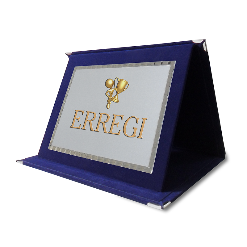 CARTELLA IN VELLUTO BLU 23x17 con Targa Personalizzata