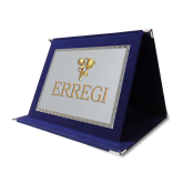 CARTELLA IN VELLUTO BLU 23x17 con Targa Personalizzata